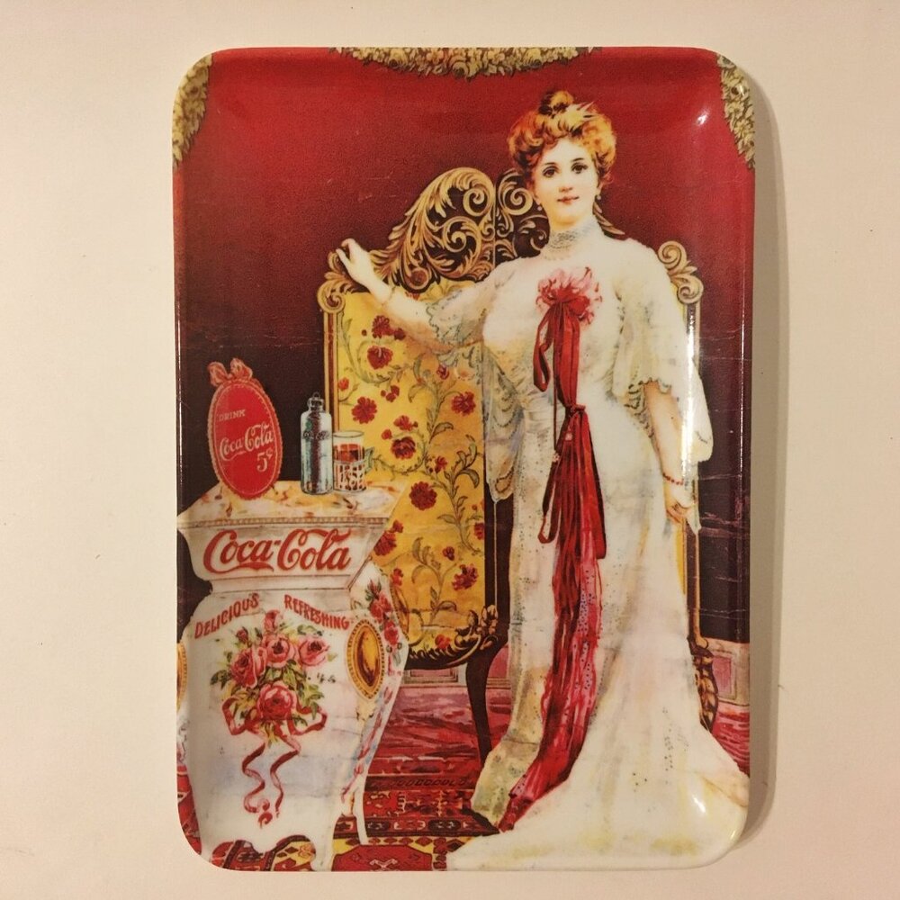 Coca Cola Tip Tray Victorian Lady Woman Vintage Coke 5 Cents Made in Italy 6"x4"